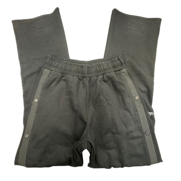 Alo Yoga Legend Snap Pants Womans S Black Retail $138 Limited Edition Elastic - Picture 1 of 11